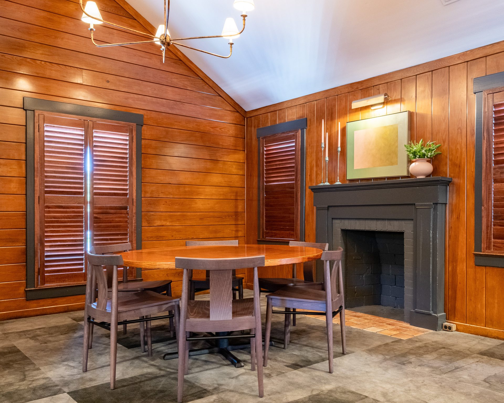 Three Houses, One Patio, a Fireplace
